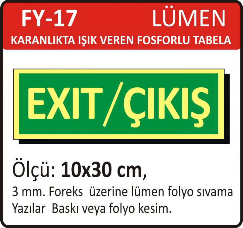 FY-17 EXIT/ÇIKIŞ  (FOSFORLU)
